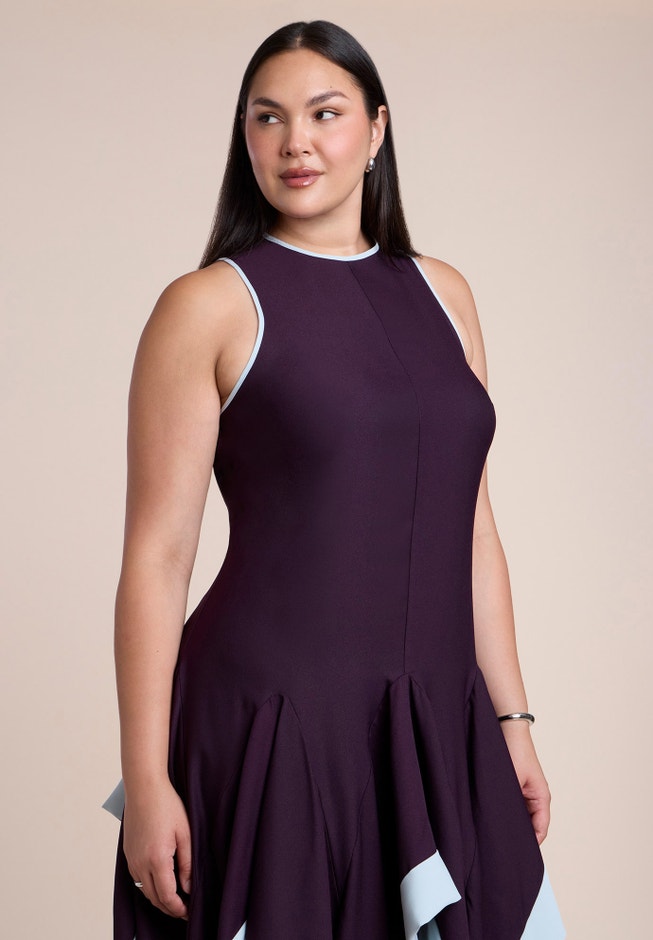 Contrast Satin Godet Maxi Dress image number 4