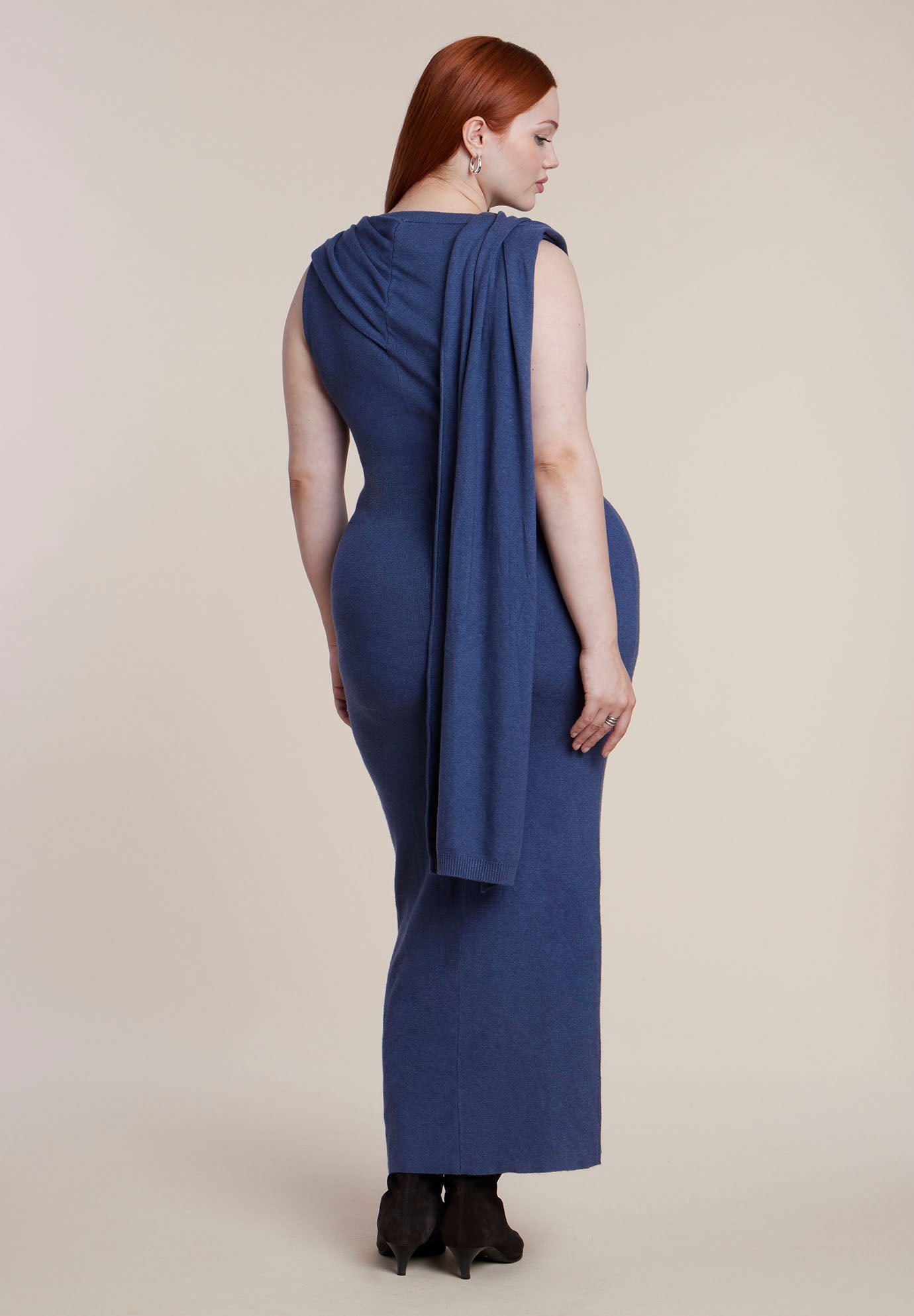 Scarf-Detail Sweater Maxi Dress image number 1