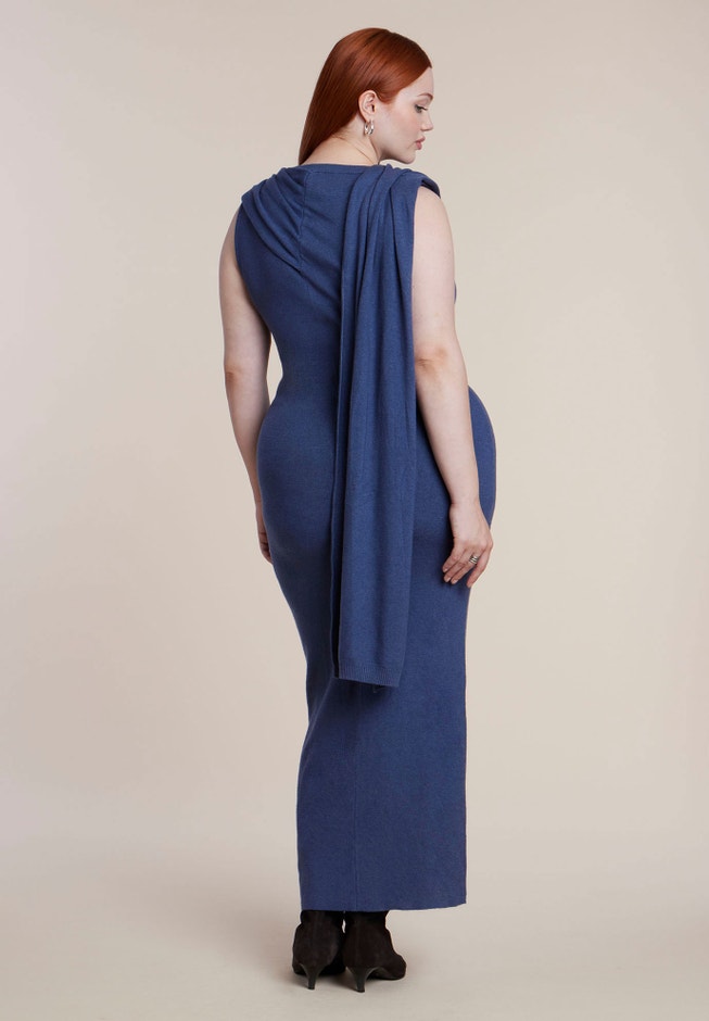 Scarf-Detail Sweater Maxi Dress image number 1