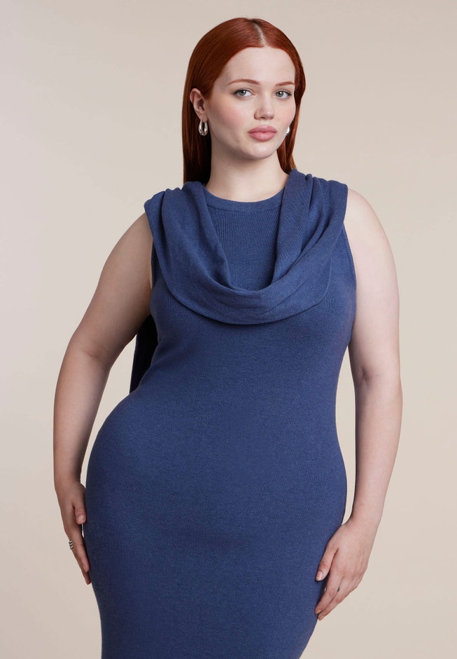 Scarf-Detail Sweater Maxi Dress image number 2