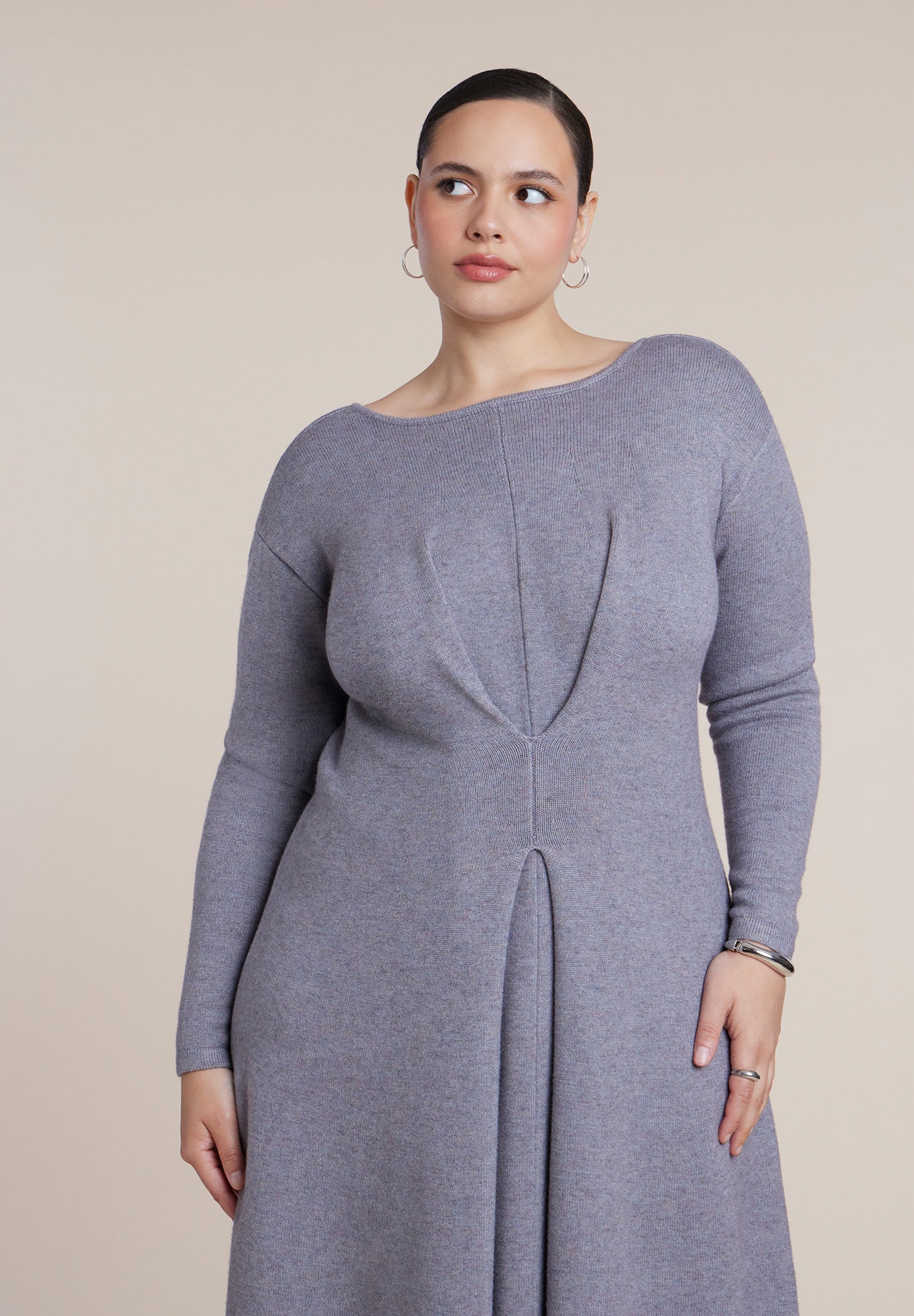 Pleat Detail Sweater Midi Dress image number 2