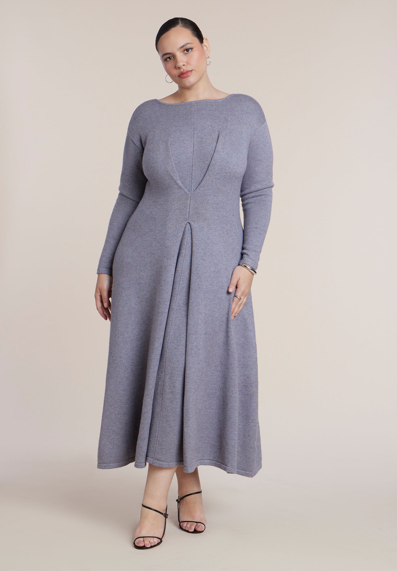 Pleat Detail Sweater Midi Dress image number 0