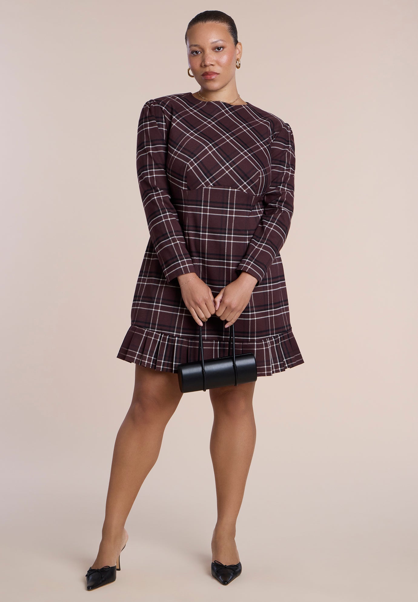 Pleated Plaid Mini Dress image number 0