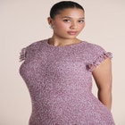 Frayed Ruffle Sweater Maxi Dress image number 3