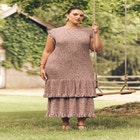 Frayed Ruffle Sweater Maxi Dress image number 0