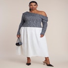 Off The Shoulder Mixed-Media Maxi Dress image number 0