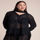 Sheer Polka Dot Blouse With Neck Tie image number 0