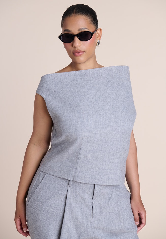 Wide-Neck Suiting Top image number 2