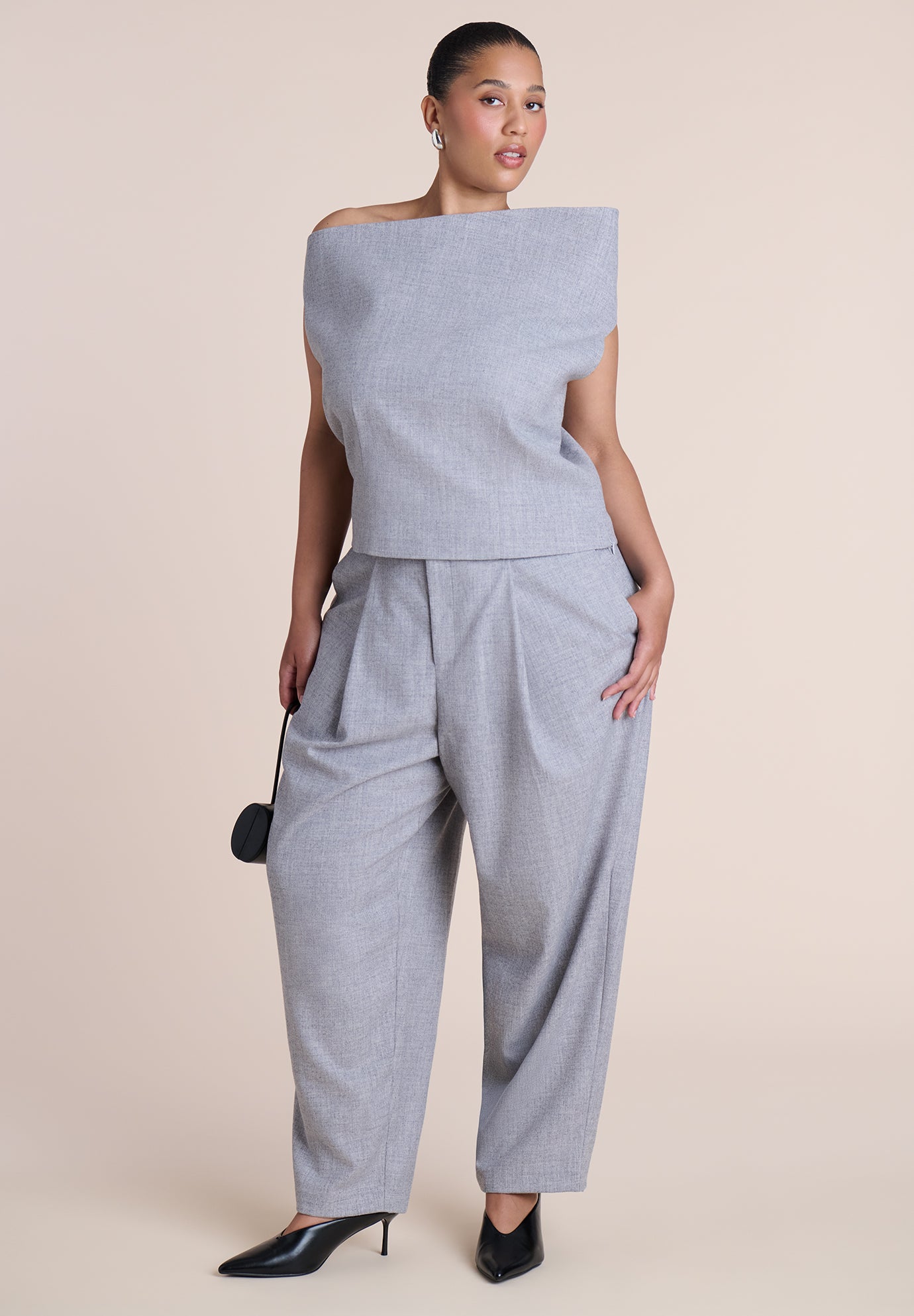 Wide-Neck Suiting Top image number 3