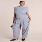 Wide-Neck Suiting Top image number 3