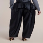 Peplum-Detail Faux Leather Barrel Pant image number 2