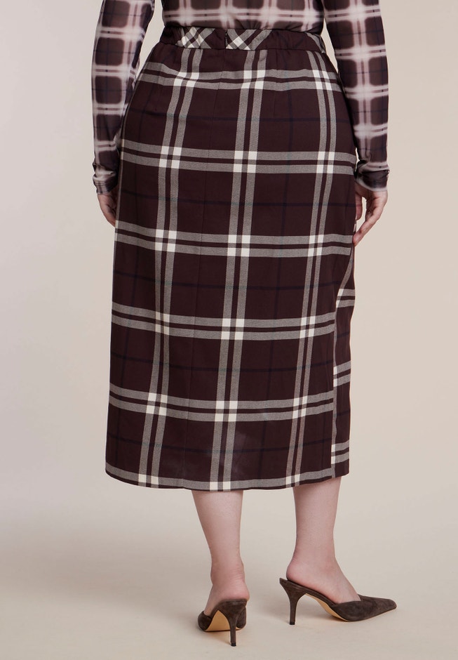 Draped Plaid Midi Skirt image number 2