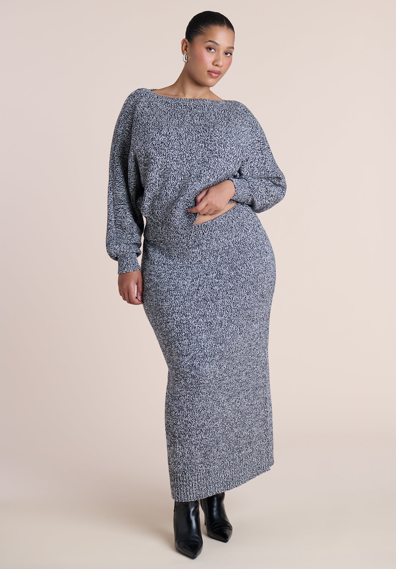 Marled Sweater Midi Skirt image number 0