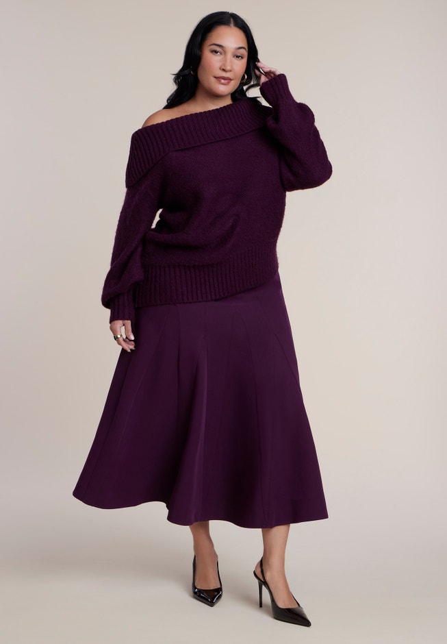 Off The Shoulder Oversized Sweater image number 2