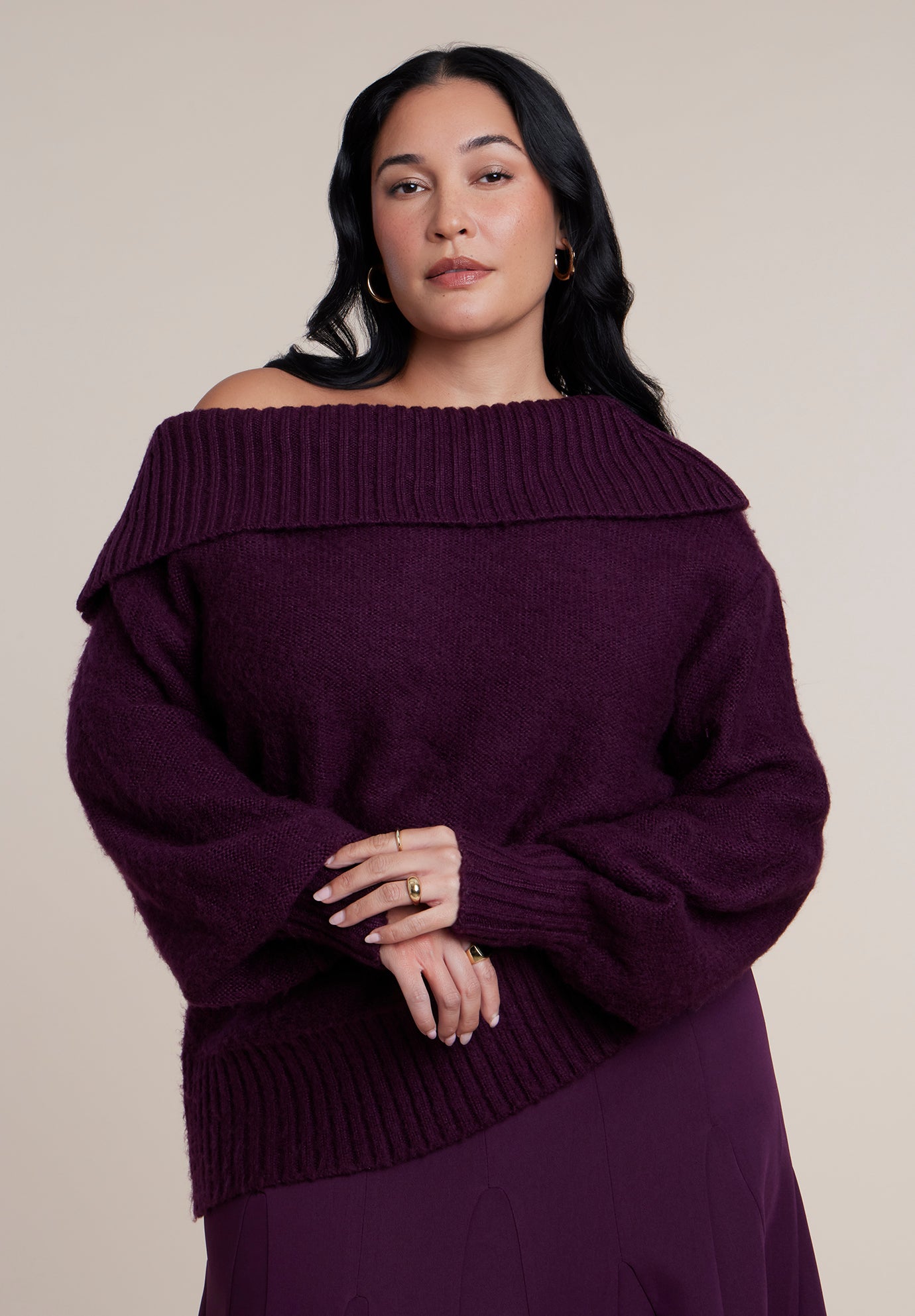 Off The Shoulder Oversized Sweater image number 0