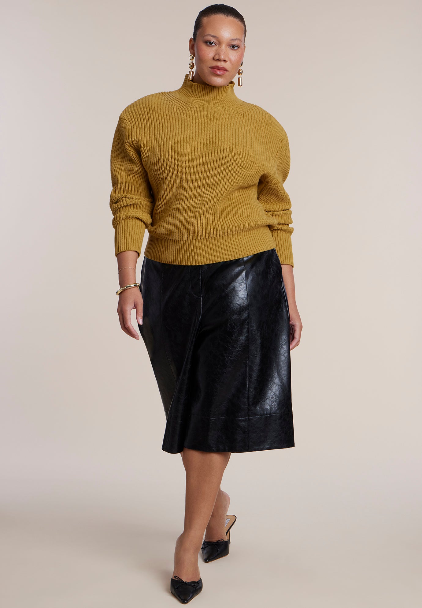 Power Shoulder Mock Neck Sweater image number 2