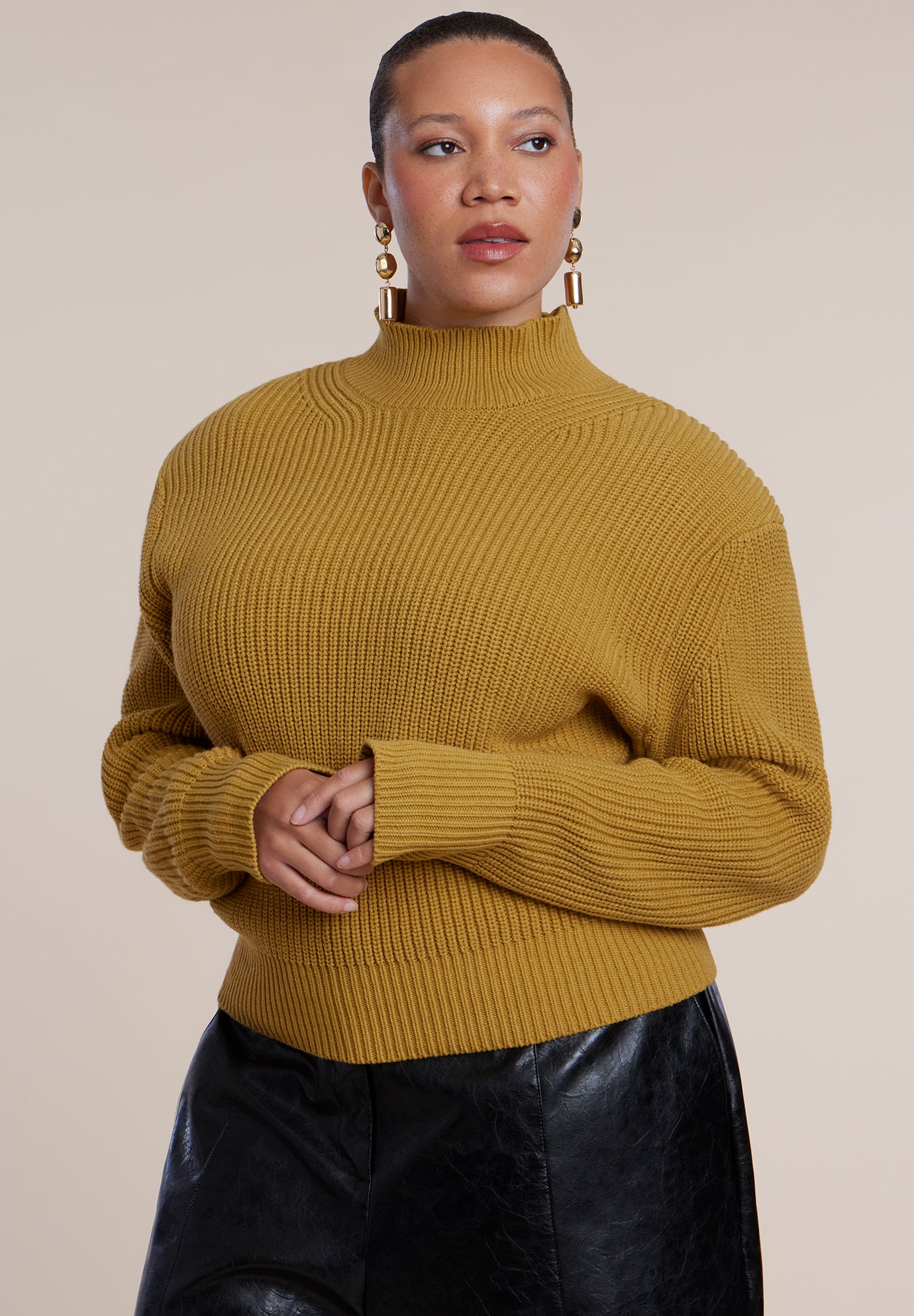 Power Shoulder Mock Neck Sweater image number 0
