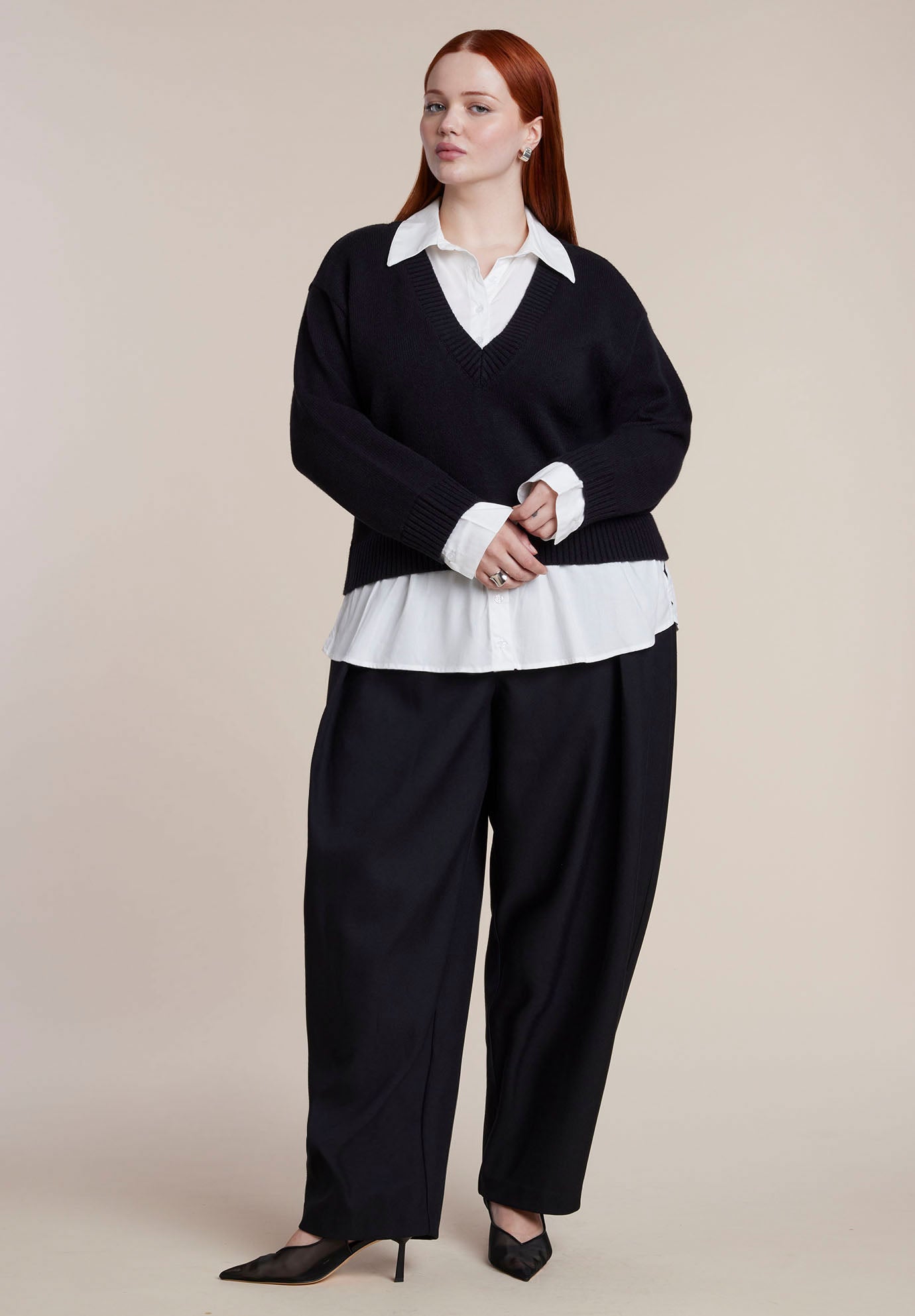 Layered V-Neck Twofer Sweater image number 2