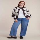 Intarsia Knit Puff-Sleeve Cardigan image number 2