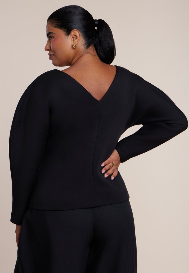 Round Sleeve V-Neck Top image number 1