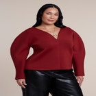 Round Sleeve V-Neck Top image number 1