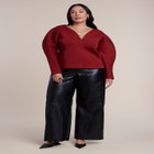Round Sleeve V-Neck Top image number 4