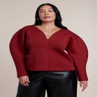 Round Sleeve V-Neck Top image number 0