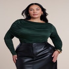 Shirred Cape Overlay Bodysuit image number 0