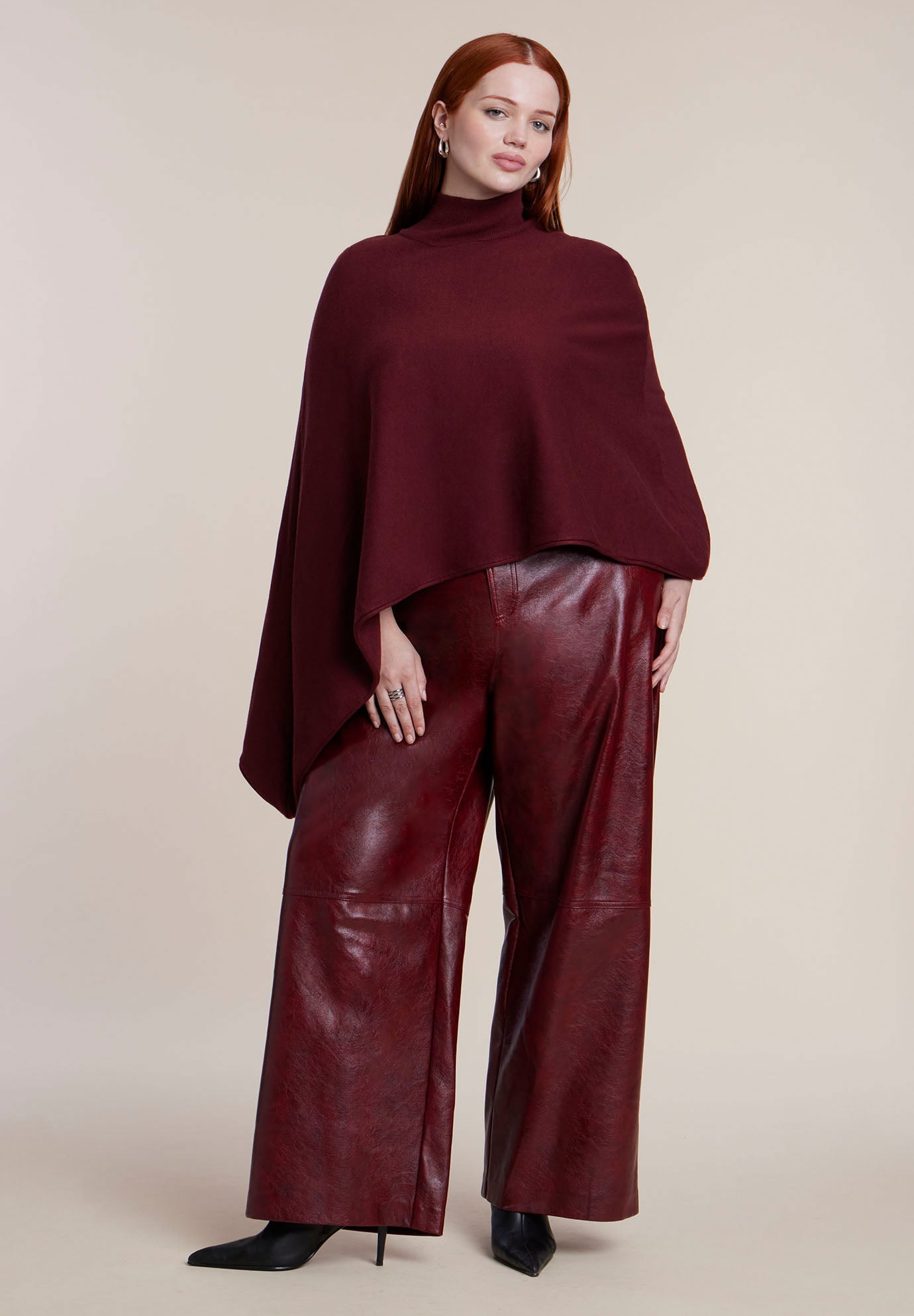 Asymmetric Turtleneck Cape image number 2