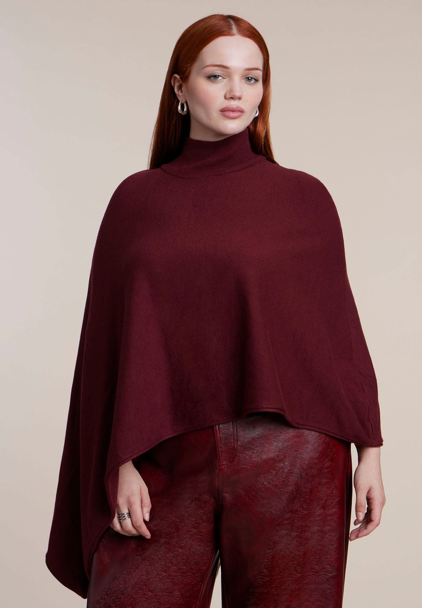 Asymmetric Turtleneck Cape image number 0