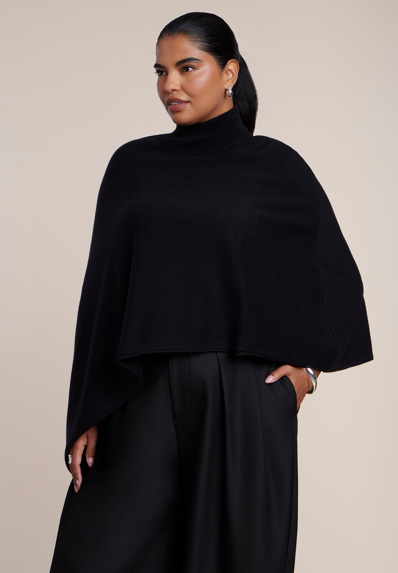 Asymmetric Turtleneck Cape