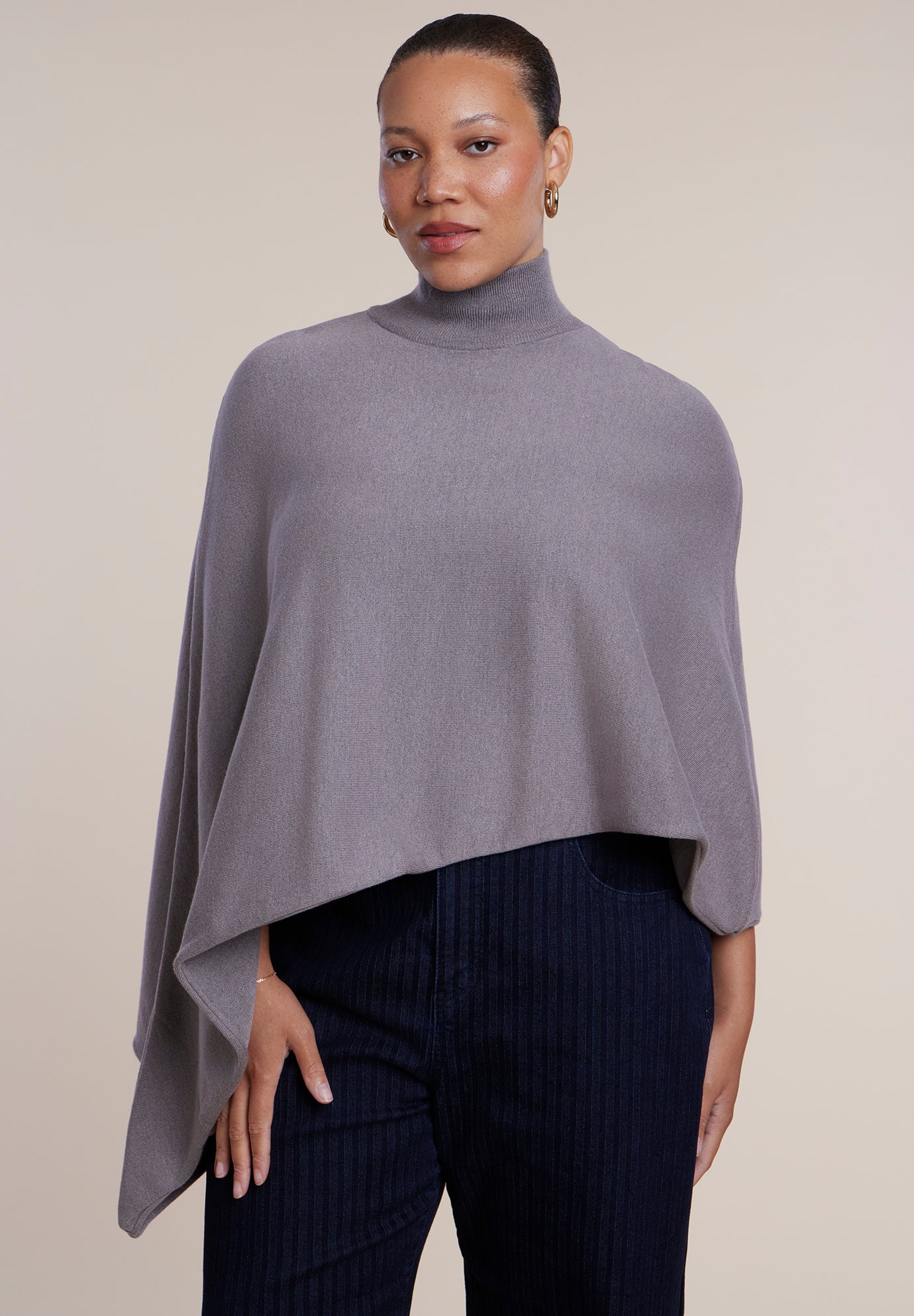 Asymmetric Turtleneck Cape