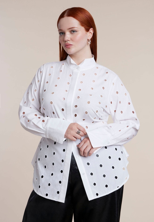 Dot Cut-Out Button Up Top image number 1
