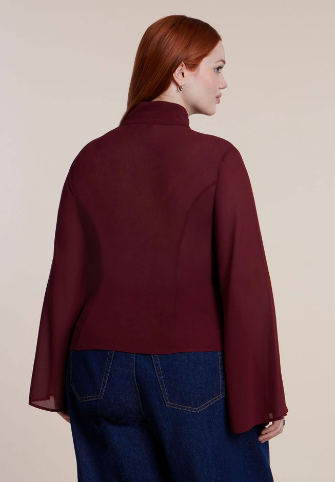 Tie-Neck Sheer Top image number 1