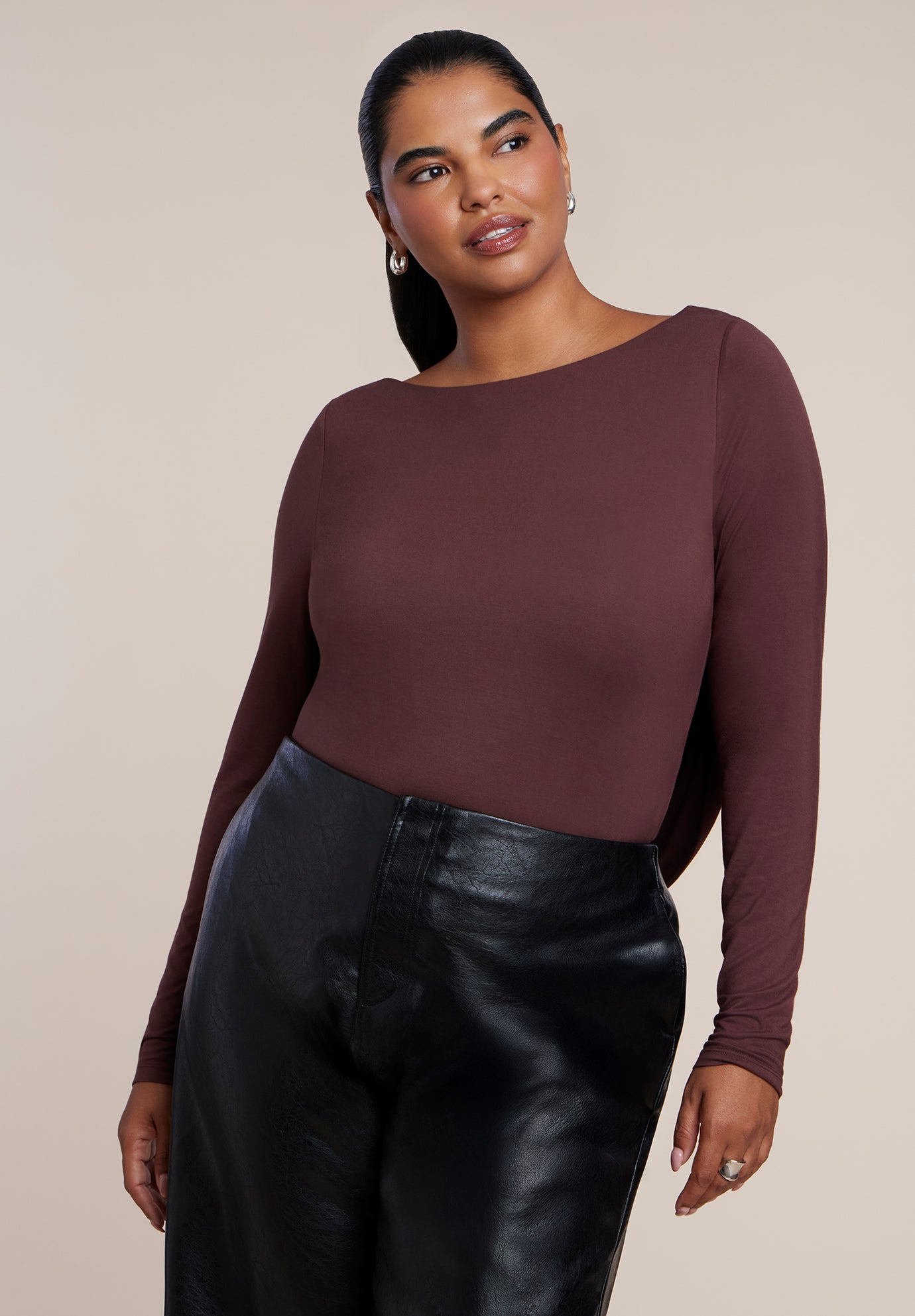 Draped Cowl-Back Bodysuit image number 1