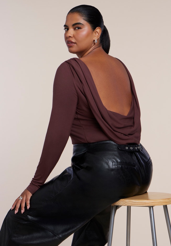 Draped Cowl-Back Bodysuit image number 3