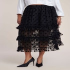 Ruffled Semi-Sheer Dot Midi Skirt image number 1