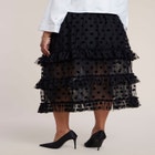 Ruffled Semi-Sheer Dot Midi Skirt image number 2