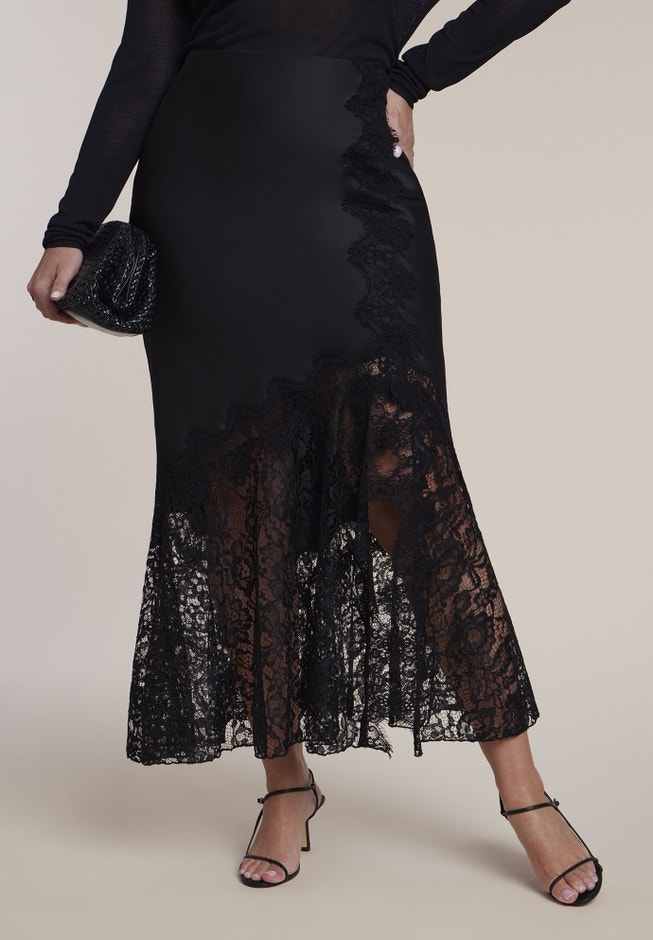 Satin & Lace Maxi Skirt image number 1