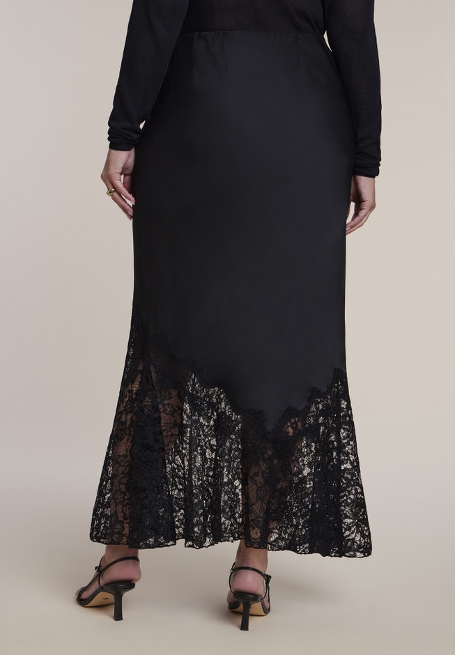 Satin & Lace Maxi Skirt image number 2