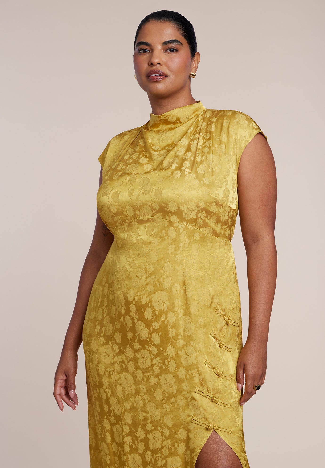 Funnel Neck Jacquard Maxi Dress image number 2