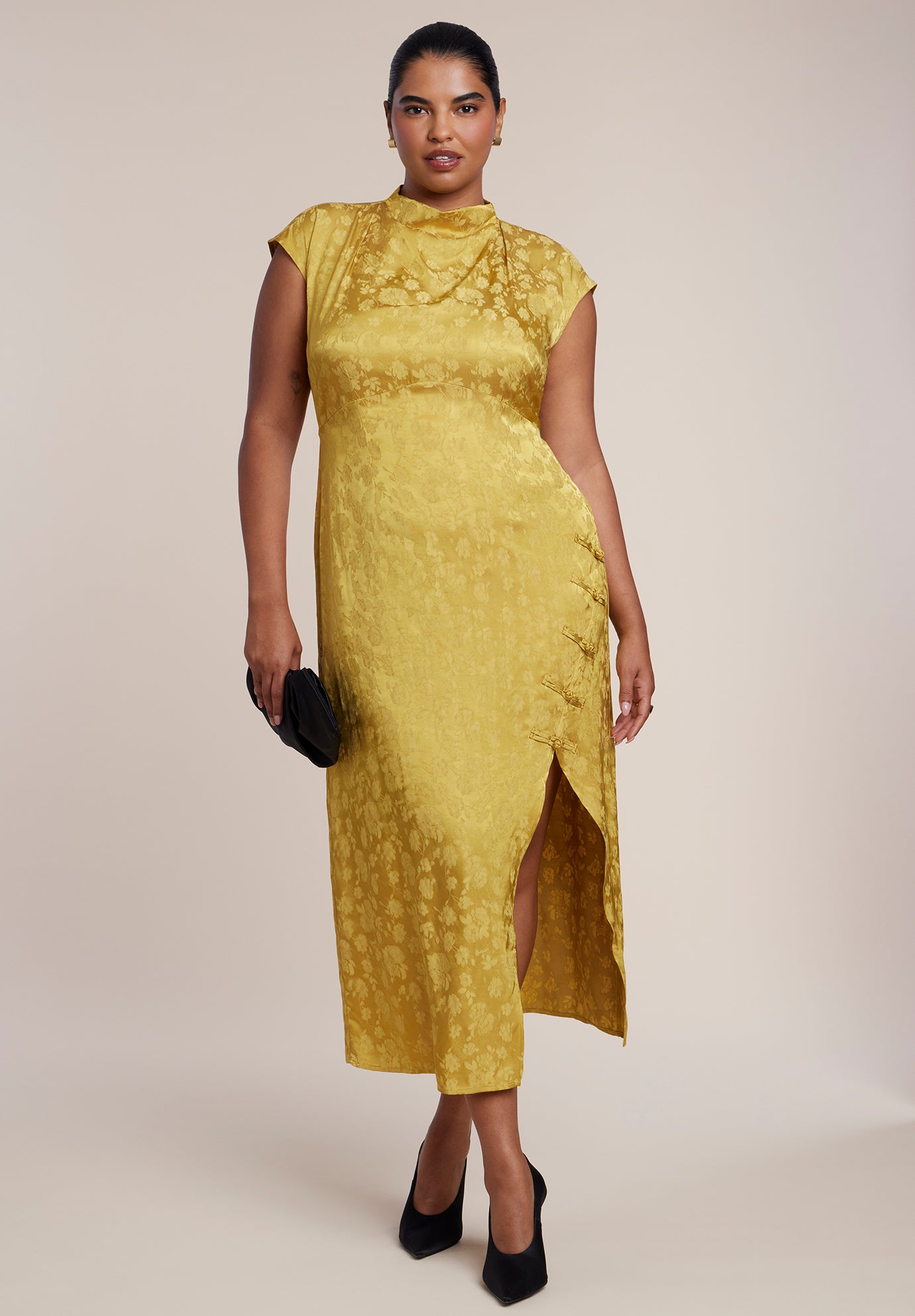 Funnel Neck Jacquard Maxi Dress image number 0