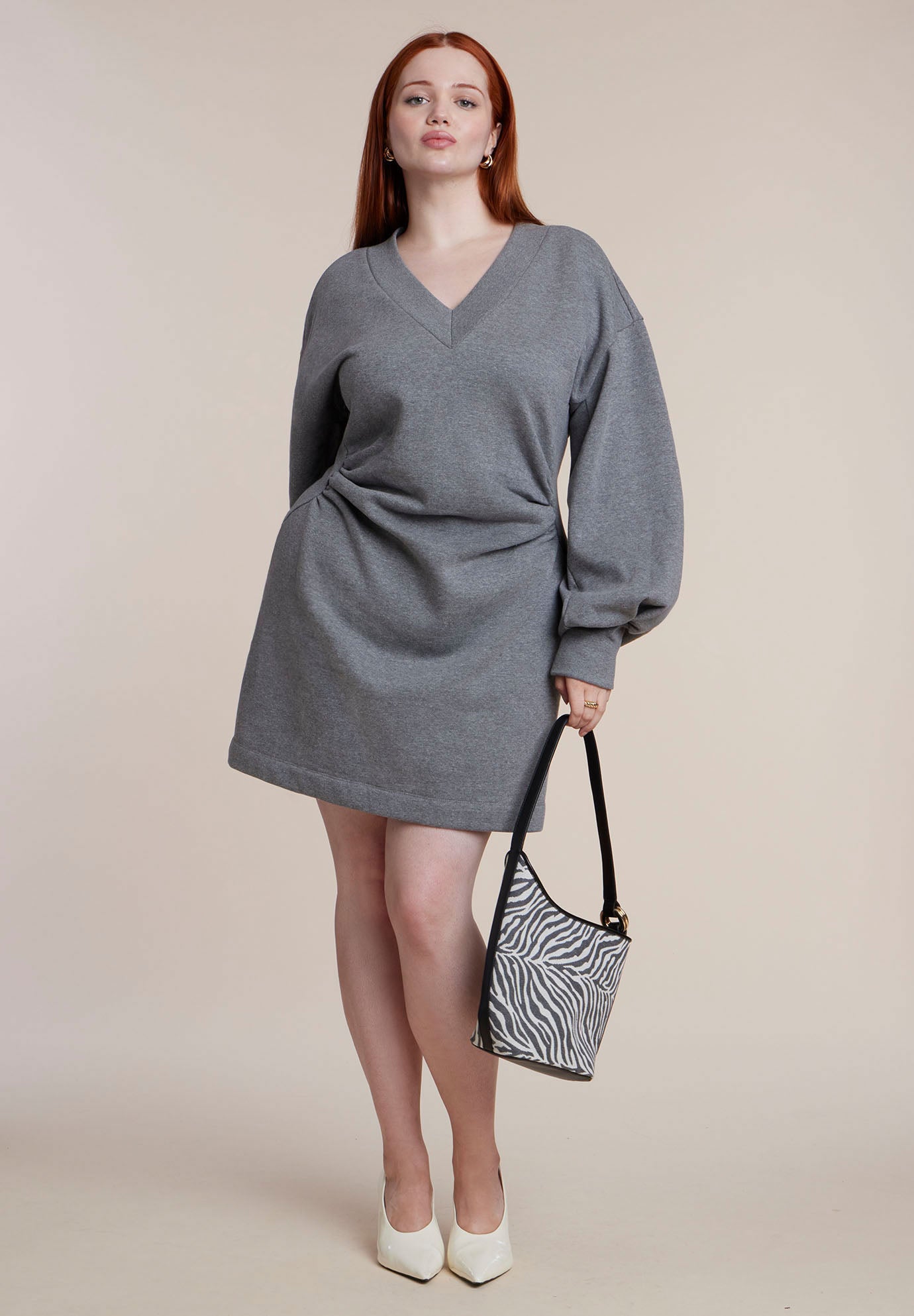 Shirred French Terry Mini Dress image number 0