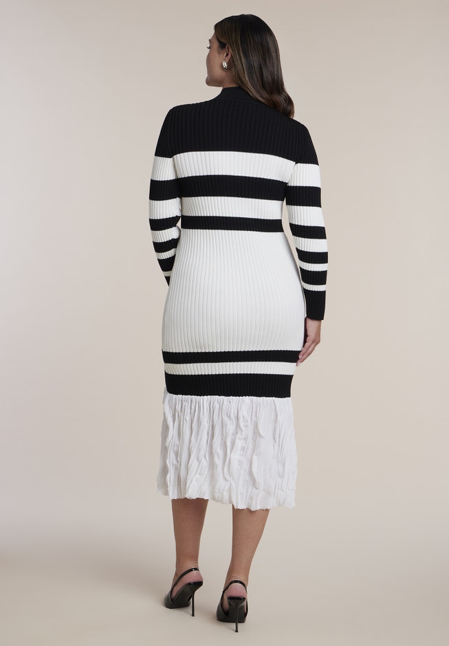 Striped Trumpet Sweater Maxi Dress image number 1