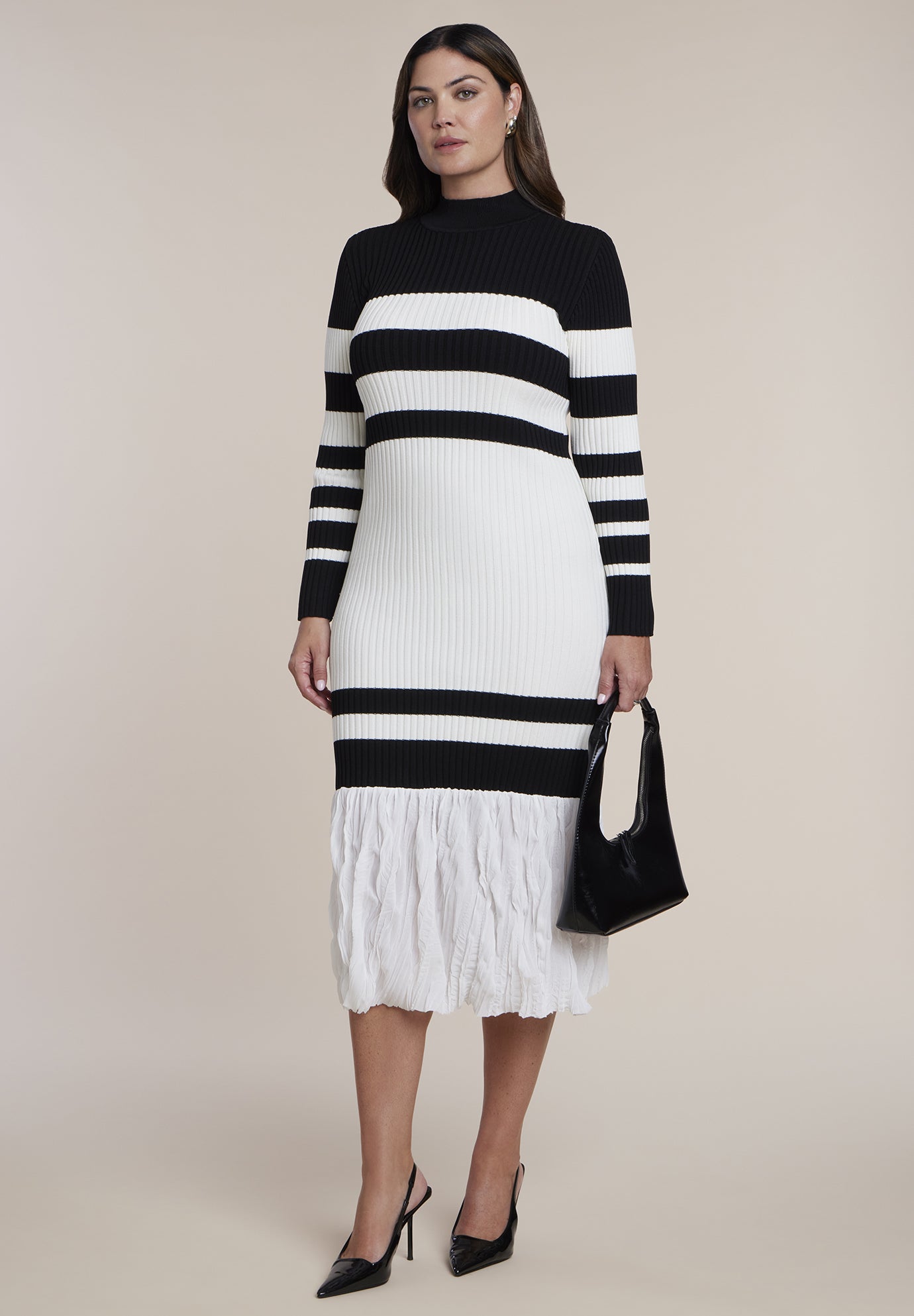 Striped Trumpet Sweater Maxi Dress image number 0