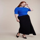 Colorblocked Elbow-Sleeve Maxi Dress image number 1