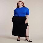 Colorblocked Elbow-Sleeve Maxi Dress image number 0