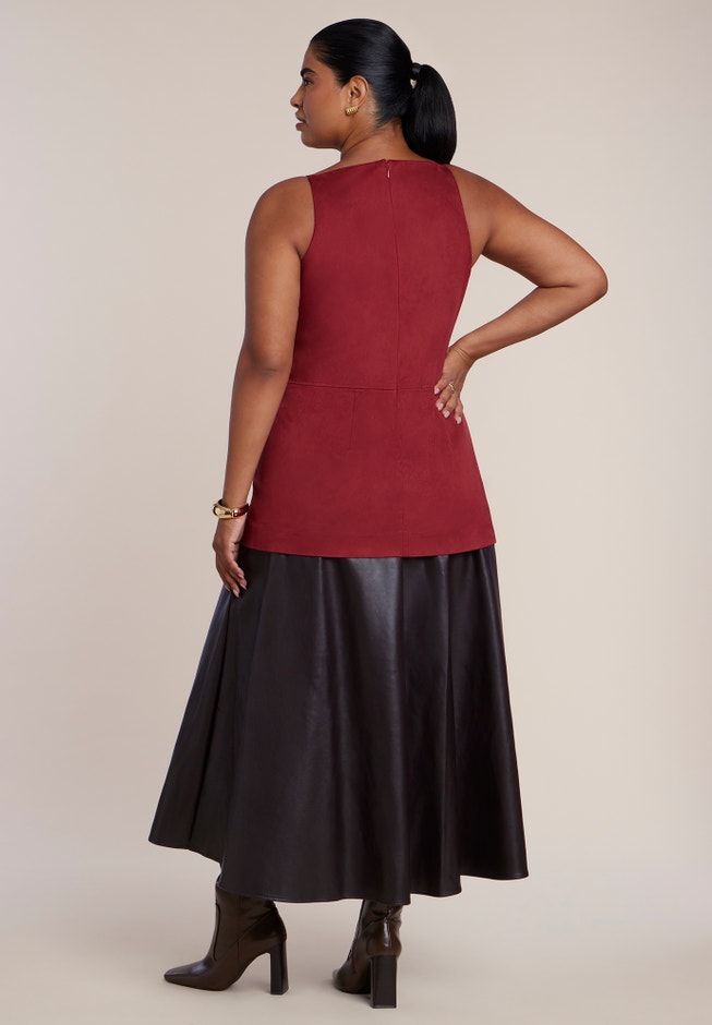 Faux Suede & Faux Leather Combo Maxi Dress image number 1