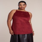 Faux Suede & Faux Leather Combo Maxi Dress image number 2