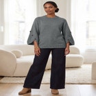 Button-Cuff Bell-Sleeve Sweater image number 0